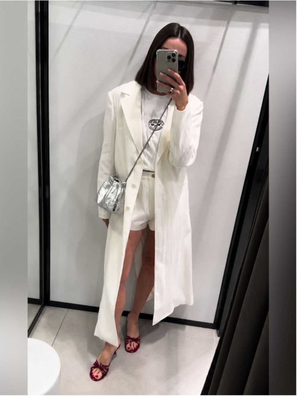 Zara Bloggers ZW Collection Linen Classic Long Frock Blazer Coat - Picture 2 of 13